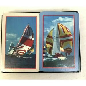 Hoyle Playing Cards Sail Boats Beach Coastal 2 Decks Plastic Coated Sailing Gift
